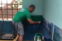 Jacco is aan het schilderen